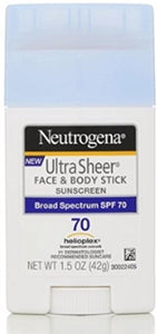 Neutrogena Ultra Sheer Non-Greasy Sunscreen Stick for Face & Body, Broad Spectrum SPF 70, 1.5 oz