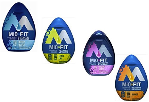 Mio Liquid Water Enhancer Fit Variety Pack (Lemon Lime, Berry Blast, Arctic Grape, Orange) - Pack of 4