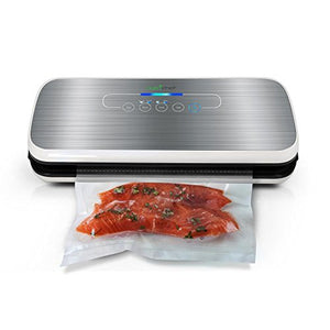 Vacuum Sealer By NutriChef | Automatic Vacuum Air Sealing System For Food Preservation w/Starter Kit | Compact Design | Lab Tested | Dry & Moist Food Modes | Led Indicator Lights (Silver)