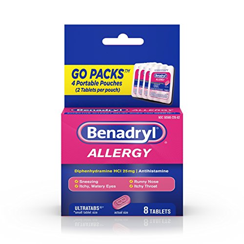 Benadryl Ultratabs Antihistamine Allergy Relief with Diphenhydramine HCl 25 mg, 8 ct