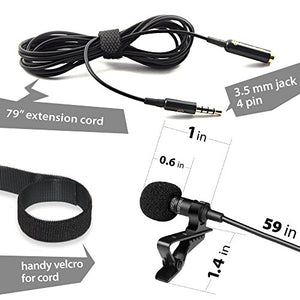 Professional Grade Lavalier Lapel Microphone ­ Omnidirectional Mic with Easy Clip On System ­ Perfect for Recording Youtube/Interview/Video Conference/Podcast/Voice Dictation/iPhone/ASMR