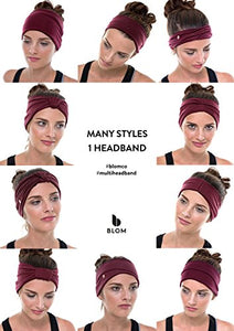 BLOM Multi Style Headband for Sports or Fashion, Yoga or Travel. Happy Head Guarantee - Super Comfortable. Designer Style & Quality (Dark Teal)