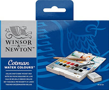 Winsor & Newton 0390060 Cotman Water Colour Paint Deluxe Sketchers' Pocket Box, Set of 16, Half Pans