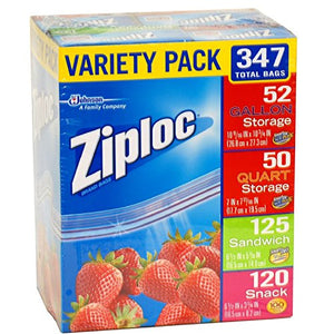 Ziploc Gallon, Quart, Sandwich, and Snack Storage Bags - Variety pack - 347 Total